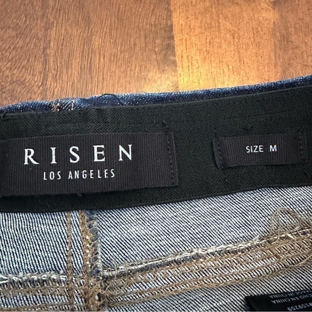 Risen Pull On High Rise Dark Wash Blue Denim Skinny Jeans Size Medium NWT - Picture 9 of 12